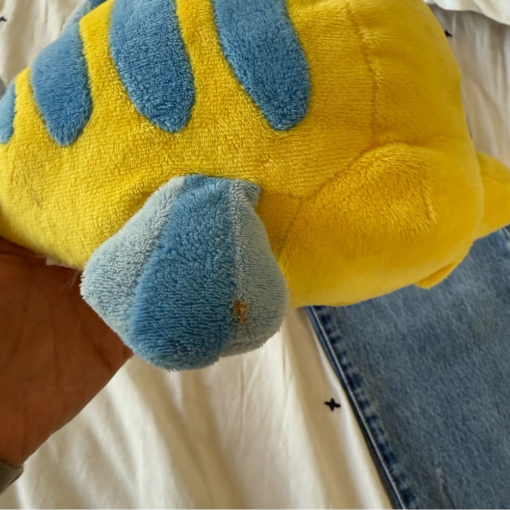 Disney Yellow and Blue Plush Fish Toy Flounder Little Mermaid - Picture 8 of 8